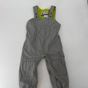 Columbia Gray Kids Insulated Snow Overalls with Lime Lining